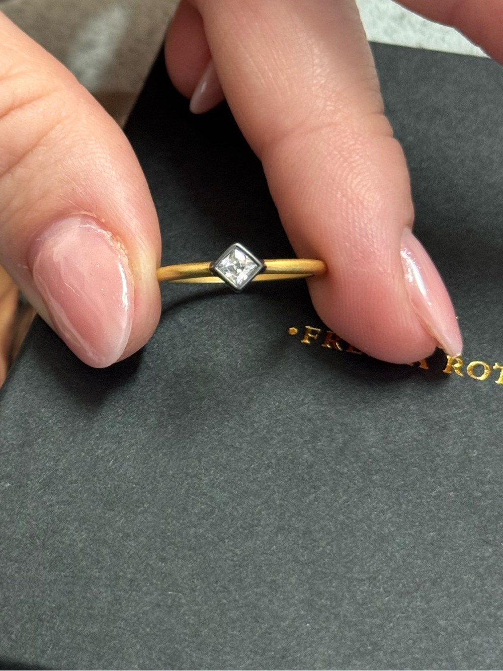 Freida Rothman Matte Gold and Rhodium Stacking Ring - Picture 3 of 7